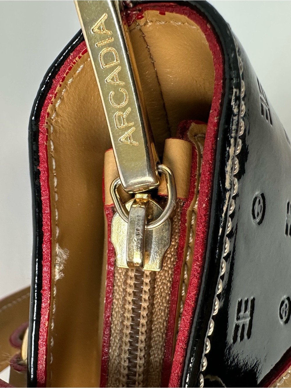 Arcadia Black Patent Tote with Tan Handles - Picture 3 of 16